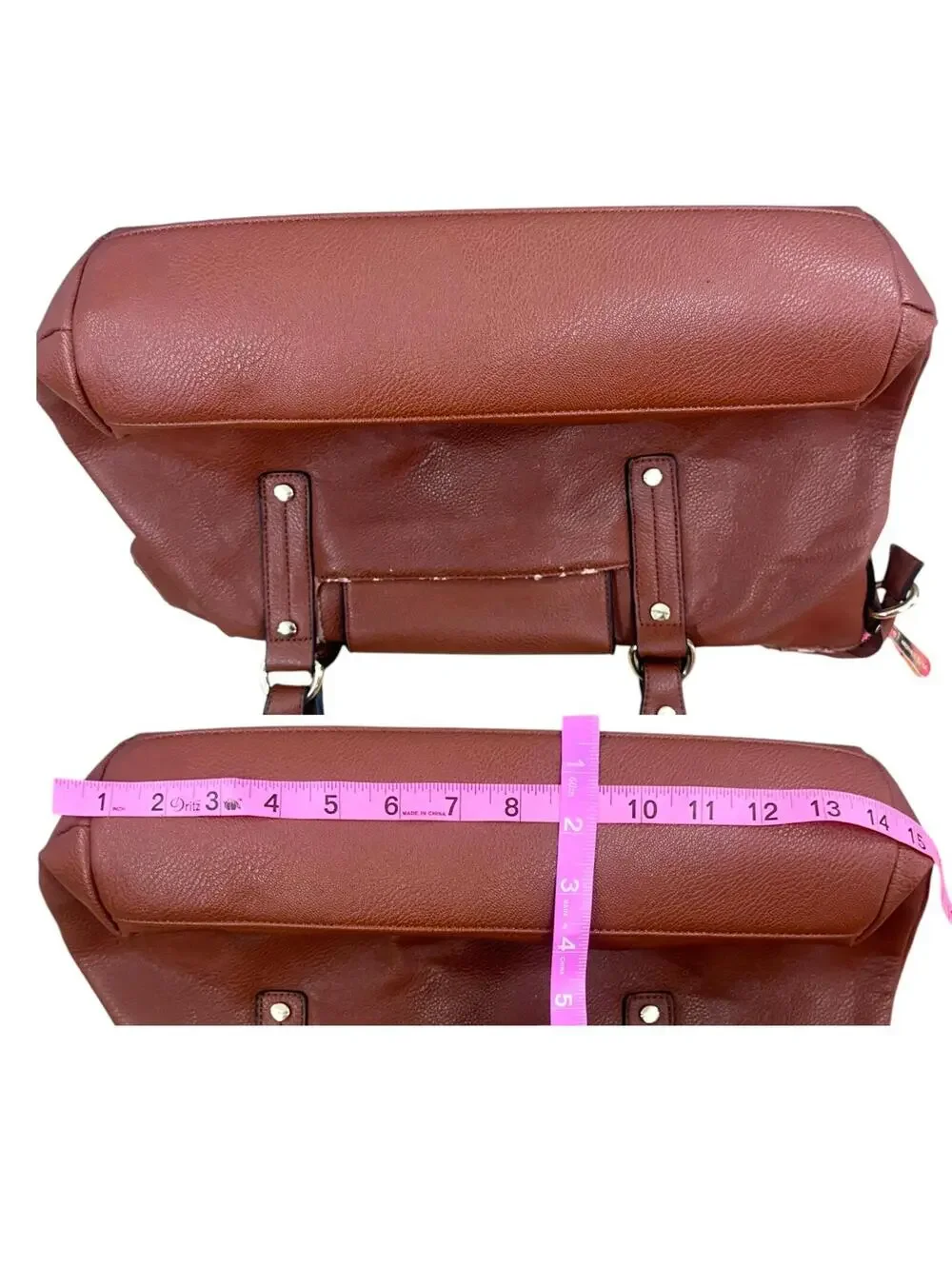 Michael Kors Hamilton Cognac Leather Shoulder Bag - Picture 7 of 8